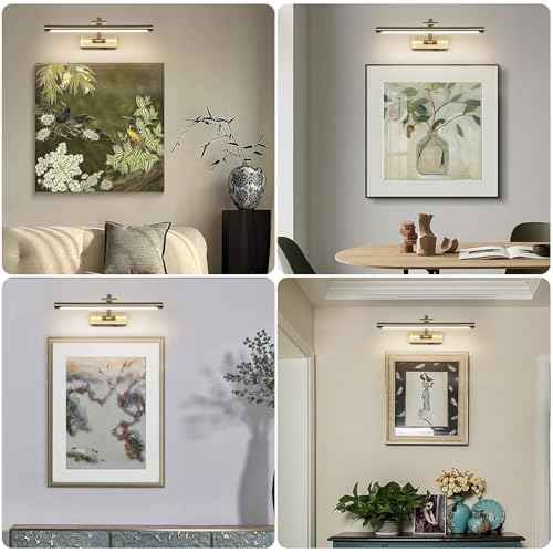 Antique Bronze LED Wireless Picture Lights for Wall Rechargeable, Battery Operated Art Light for Paintings, 3CCT Dimmable, 15.7 inch with Remote, Rotatable Gallery Light for Pictures Display