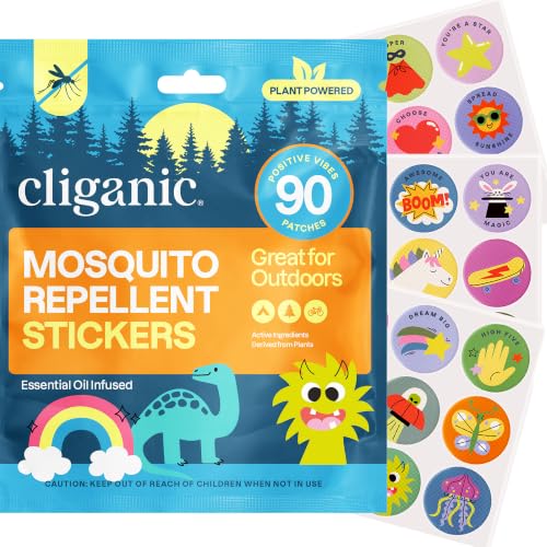 Natural Mosquito Repellent Stickers for Kids - 90 Pack, DEET-Free, Essential Oil Infused