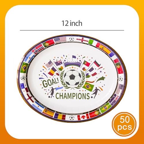 2026 World Cup Party Supplies - 50 Pack Large Paper Plates, White