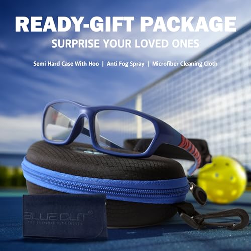 Blue Cut Navy Photochromic Sports Goggles for Basketball, Pickleball & Outdoor Sports