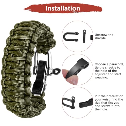 Adjustable Metal Paracord Shackle Buckle - 4PCS Black