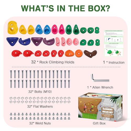 32PCS Kids Climbing Holds Set with Hardware - Indoor & Outdoor Playset Accessories