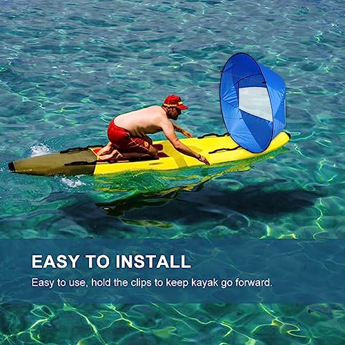 Portable Kayak Wind Sail with Transparent Window - Blue