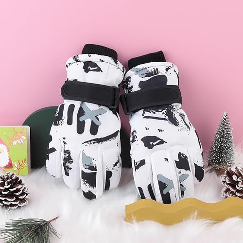 Kids Waterproof Winter Snow Gloves - Graffiti a, 6-9 Years