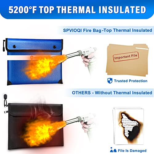 Upgraded Fireproof Document Bag - 5200F Heat Insulated, 14.2"x11" Fireproof Money Bag with 8 Layers of Functional Materials, Water & Fire Proof with Zipper/Metal Snap/Reflective Strip