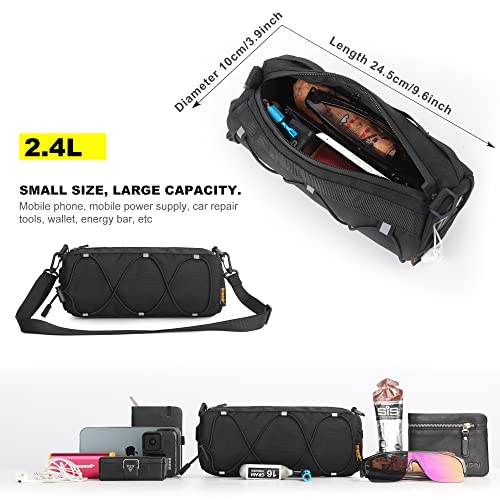 Bike Handlebar Bag with Shoulder Strap - Black
