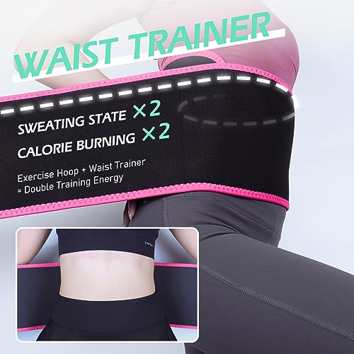 Weighted Hula Hoop for Adults - 51 Inch with Waist Trainer - Cyan