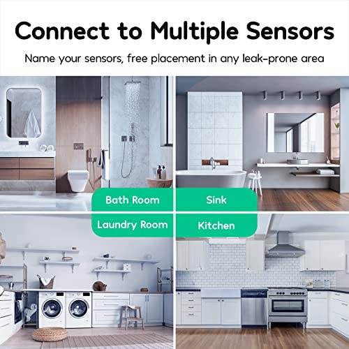 Winees WiFi Water Leak Detector, 3 Pack Water Sensors(Hub Not Included), Easy Set Up, 100M Transmission for Basement, Bathroom, Laundry, IFTTT, S1 FSK(Accessory)