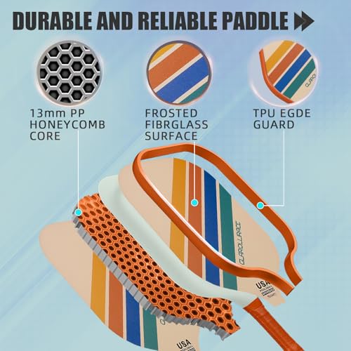 Pickleball Paddles Set of 2 Retro - USAPA Approved, Fiberglass & Honeycomb Core