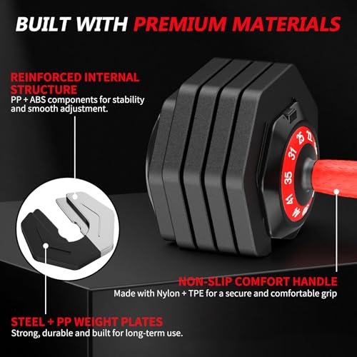 Adjustable Dumbbell Set 50 lb - 10-in-1 Weight Training Equipment
