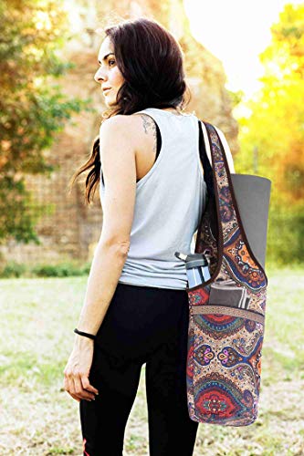 Canvas Yoga Mat Bag with Large Storage Pockets - Ancient Totem
