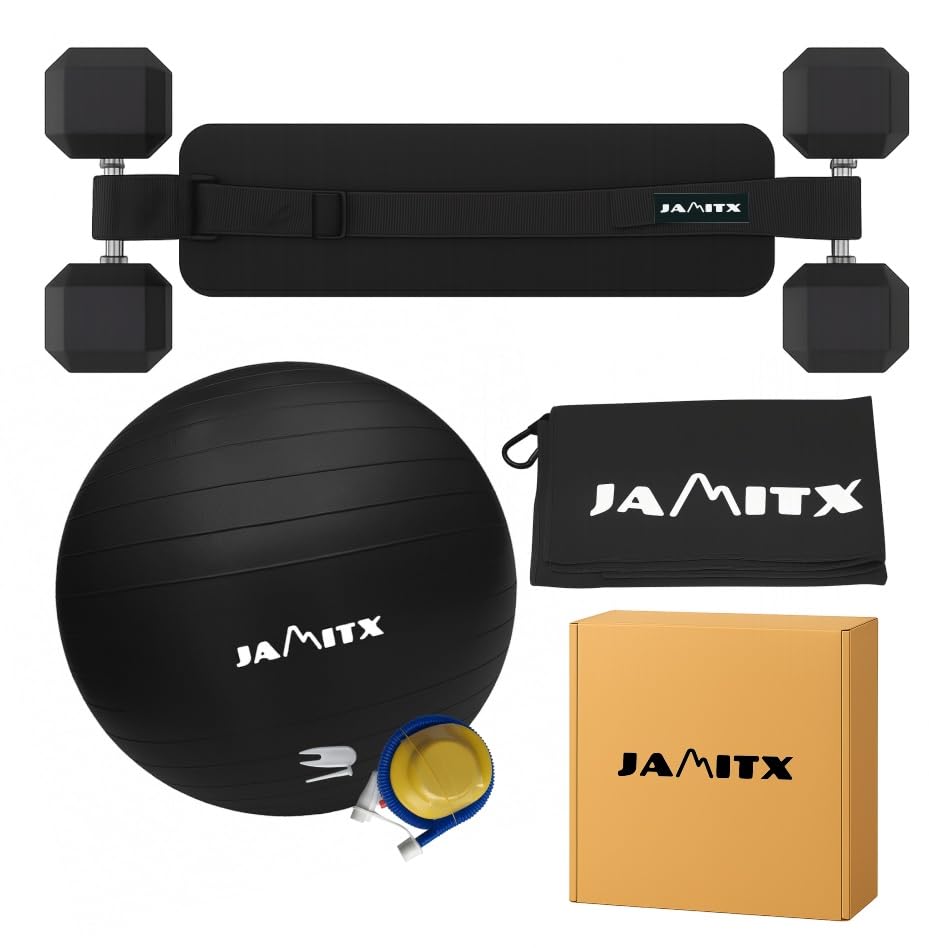 Hip Thrust Belt for Dumbbells - Booty Trainer & Glute Workout Equipment - Booty Belt for Hip Thrust - Yoga Ball - Magnetic Towel – at Home Gym Essentials for Women