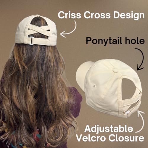GIFTGET My Mom Era Beige Ponytail Baseball Cap - Casual Dad Hat for Women