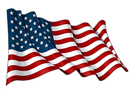 American Wavy Flag Bumper Sticker - USA Patriotic Car Decal 5x3 Inch