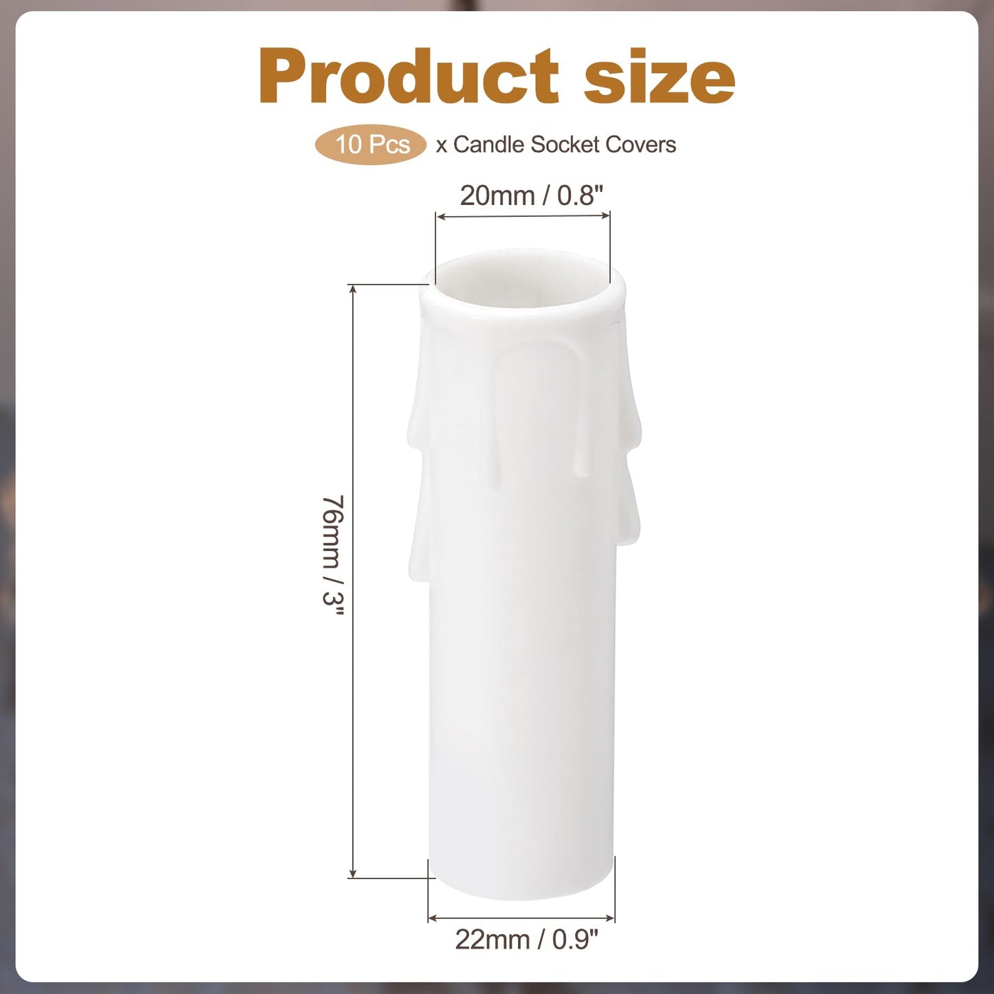 PATIKIL 3 Inch Tall Candle Covers Sleeves, 10Pcs Plastic E12 Chandelier Socket Sleeves Drip Candle Socket Covers Bulb Light Base Holder for Crystal Candle Lamps, White