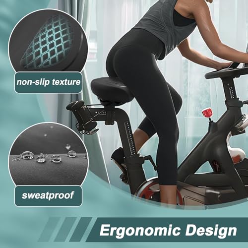 YODOTE Black Oversized Bike Seat for Comfort - Wide Saddle for Peloton & Exercise Bikes