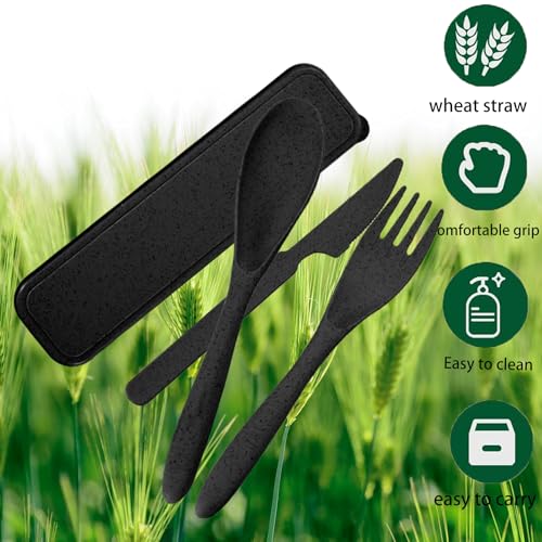 Eco-Friendly Wheat Straw Utensils Set with Case - 2 Pack