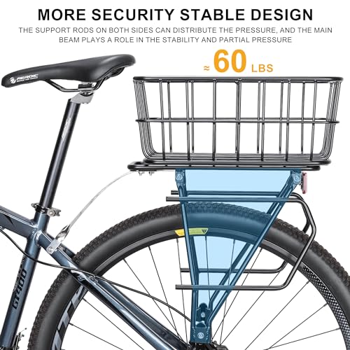 Bike Cargo Rack with Basket - Fits 26”-29” & 700c Wheels