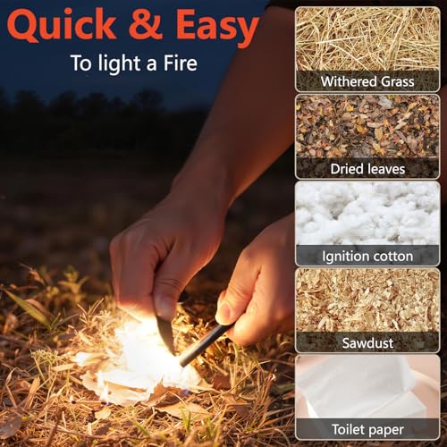 Ferro Rod Fire Starter and Striker Kit - 4 Inch - Orange
