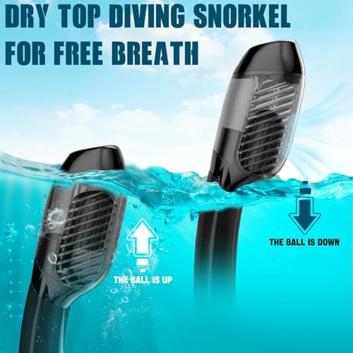 COOLOO Dry Snorkel for Adults with Emergency Whistle, 2 Pack Black & Green
