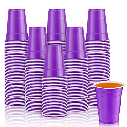 Lounsweer 100 Pack Purple 16 oz Plastic Party Cups - Disposable Drinkware