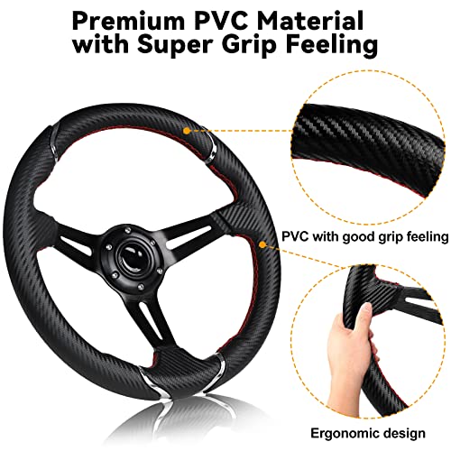 13.7 Inch Deep Dish Golf Cart Steering Wheel Compatible with EZGO, Club Car, Yamaha