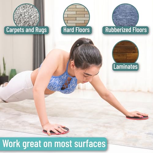 Core Sliders for Working Out - 2 Pack Dual-Sided Discs - Red