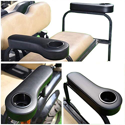 Black Golf Cart Rear Seat Arm Rests - Universal Fit for EZGO, Club Car, Yamaha - No Drilling Needed