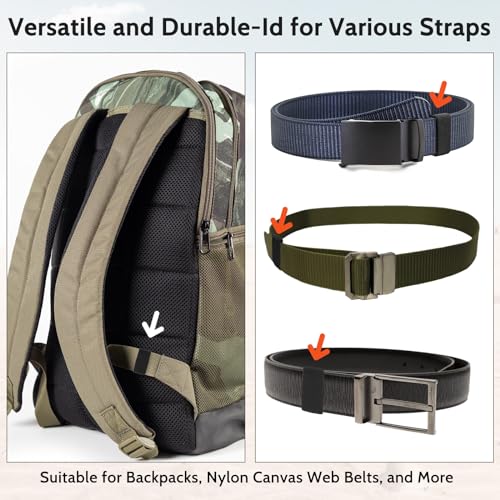10 Pack Elastic Belt Keeper Straps - Black Nylon Canvas Loops