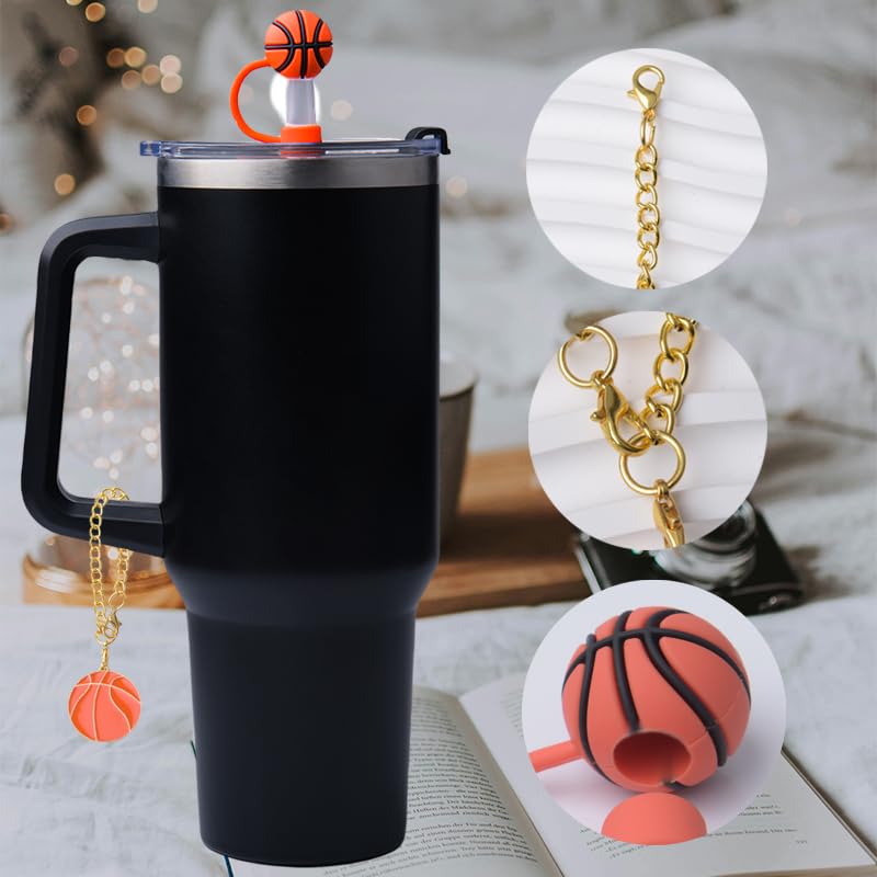 Basketball Straw Toppers - 2pcs Charm Covers for Stanley Cup