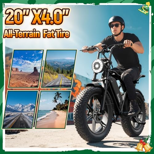 Electric Fat Bike for Adults, 48V 15Ah, 1500W Motor - Black