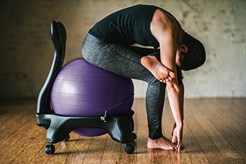 Classic Balance Ball Chair - Ergonomic Yoga Ball Seat with Pump & Guide - Purple