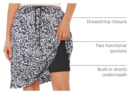 Skorts for Women with Pockets Knee Length Skirts Shorts Underneath