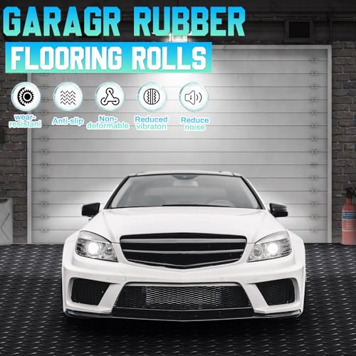 Breling 16 in x 10 ft Rubber Diamond Plate Rolls Garage Floor Mat for Under Car, Heavy Duty Flooring Rug for Trailers Garage, PVC Water/Stain Outside Stall Resistant Parking Rv Tool