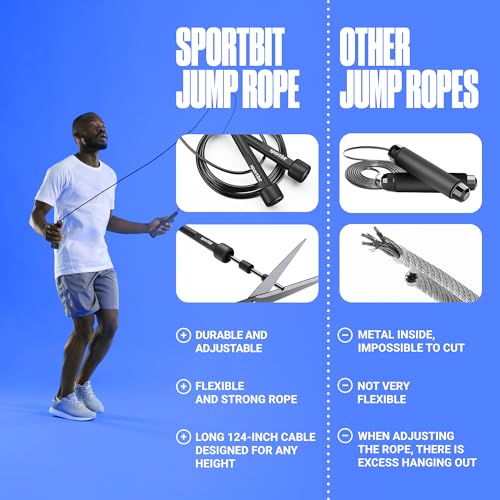 Adjustable Jump Rope for Fitness and Cardio Training - Black