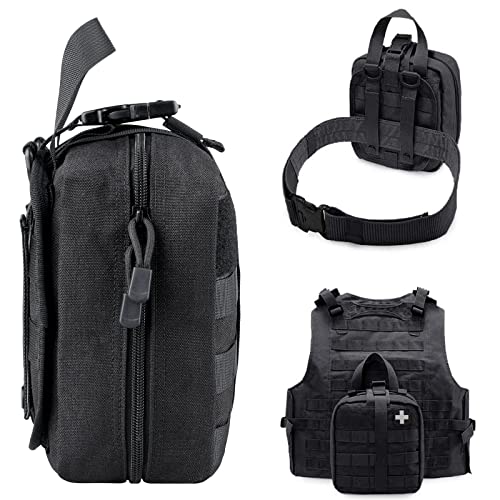LIVANS 1000D Tactical First Aid Bag Black 7.1 x 3.5 x 8 inches EMT Emergency Pouch