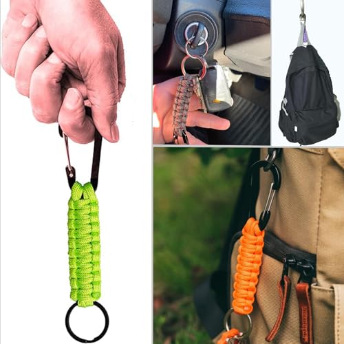 Heavy Duty Paracord Keychain with Carabiner - Black & Army Green
