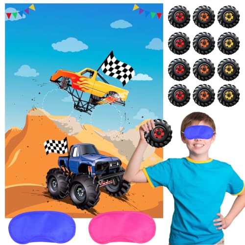 Truck Pin The Tail Game with 30 Tyres - Party Supplies