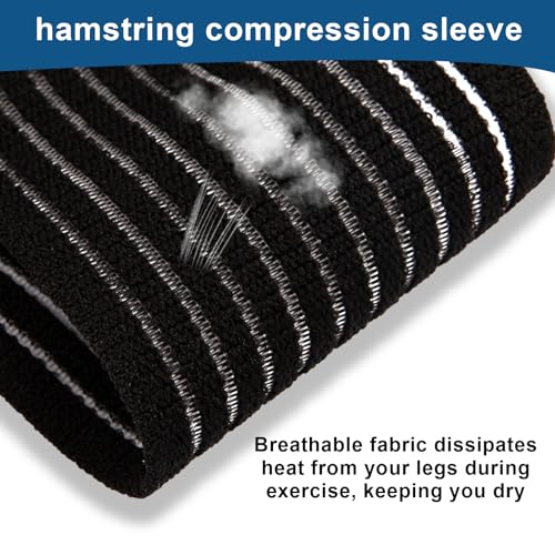 Thigh Compression Sleeves - Adjustable Hamstring Wraps for Varicose Veins - Black
