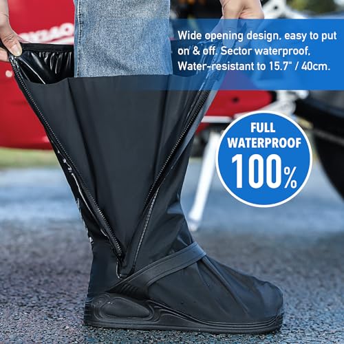 Waterproof Shoe Covers with Reflector - Black, X-Large