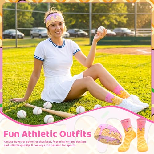 Ice Cream Sports Headband & Socks Set - Pink
