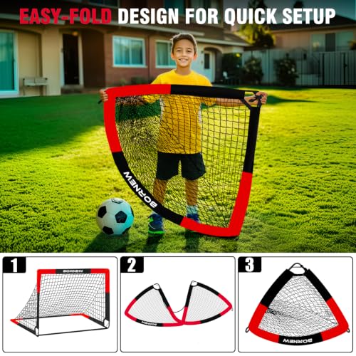 2 Pack Portable Soccer Goals for Kids - Indoor & Outdoor Use, 4' x 3'