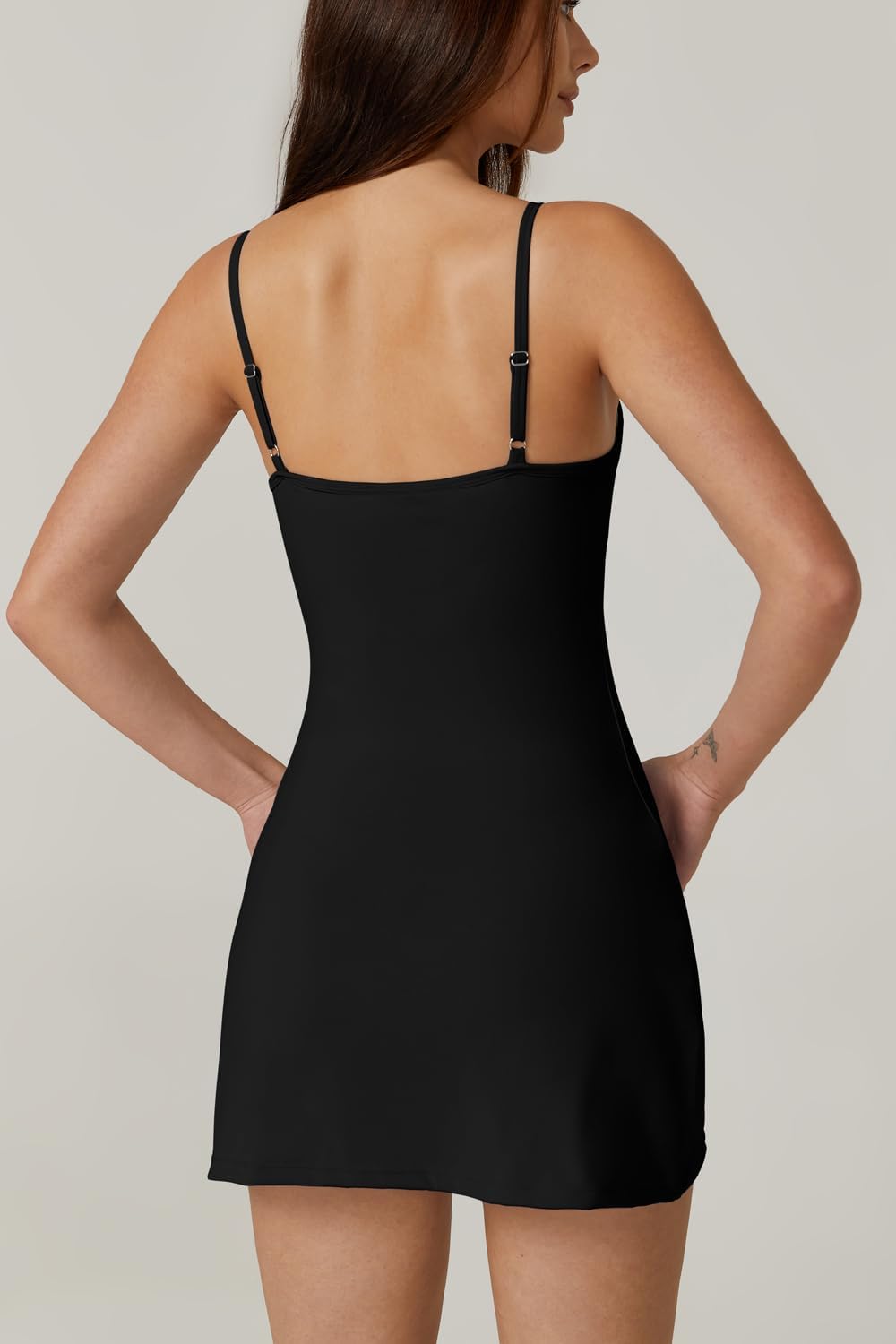 QINSEN Women's Tennis Dress - Spaghetti Strap Activewear with Shorts & Side Slit | Perfect for Golf & Workouts