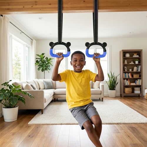 Kids Adjustable Gymnastics Rings - Blue Home Training Equipment
