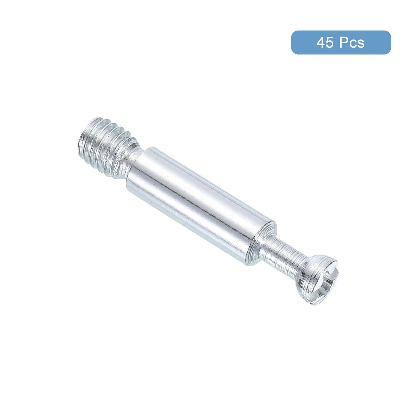 uxcell 45Pcs 35mm Furniture Connecting Fittings, Thread Bolts Dowels Screws, Metal Dowel Fitting Fasteners for Cabinet Drawer and Wardrobe Furniture, Silver