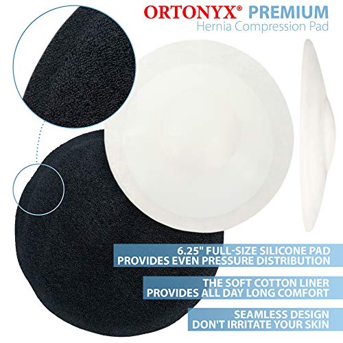 ORTONYX Umbilical Hernia Belt for Men & Women, Abdominal Support, L/XXL (33-52") Black