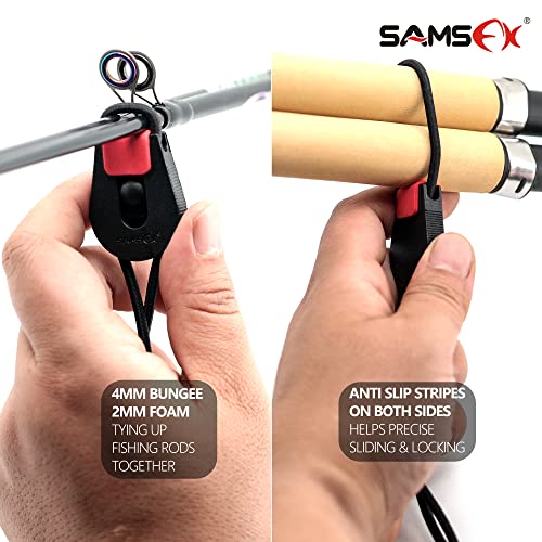 SAMSFX 8-Pack Stretchy Fishing Rod Tie Wraps - 7 Color Adjustable Rod Straps