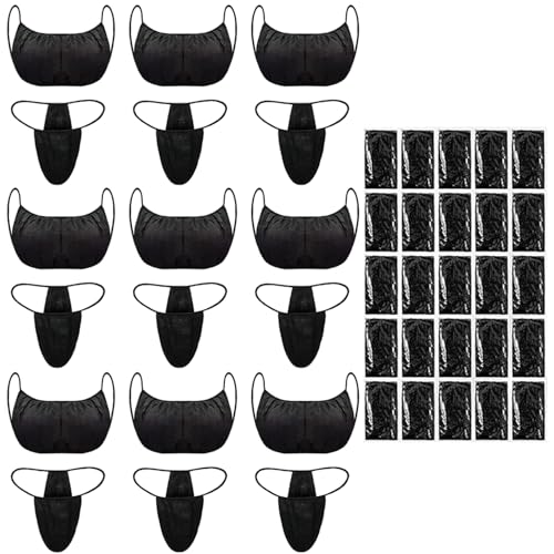 Black Disposable Bra and Underwear Set for Spa - 50 Pairs (100 Pcs)