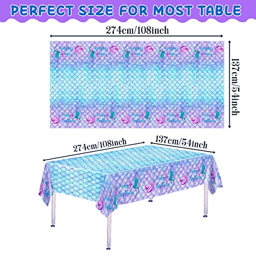 Mermaid Birthday Tablecloth - 54 x 108 Inch Waterproof Party Table Cover