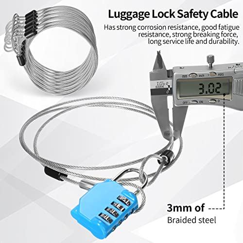 12 Pack Security Cable Luggage Lock with Loops 4ft 3mm Braided Steel Coated Bike Cable Wire Double Loop Anti Theft Safety for U Lock, Padlock and Disc Lock